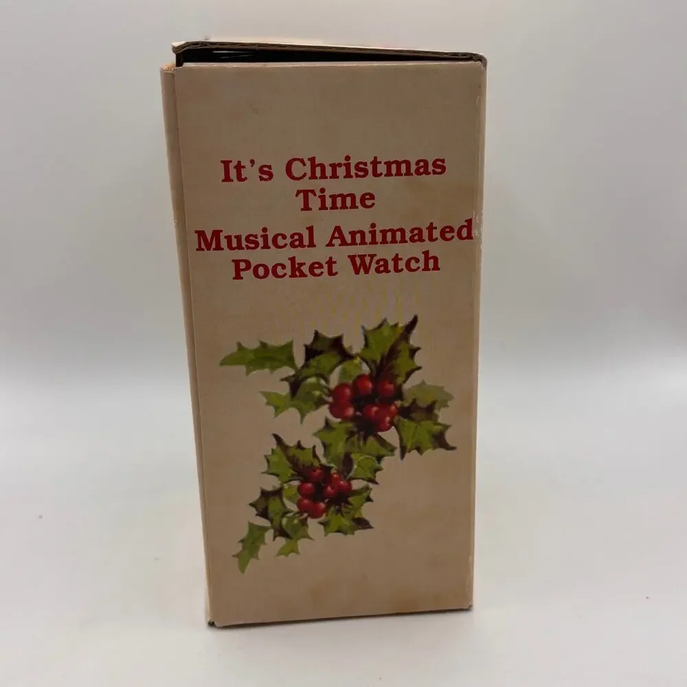 Mr. Christmas Musical Animated Train Die-Cast Pocket Watch VTG Gift Railroad NOS